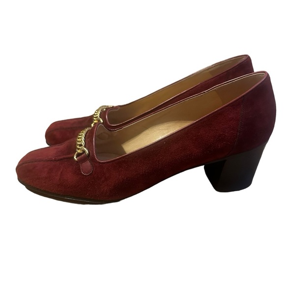 Vintage Celine Burgundy Suede Pumps Size 38.5 - Picture 6 of 8